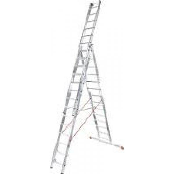 Лестница алюминиевая трёхсекционная NV 523 3x17 ступеней Новая высота 5230317