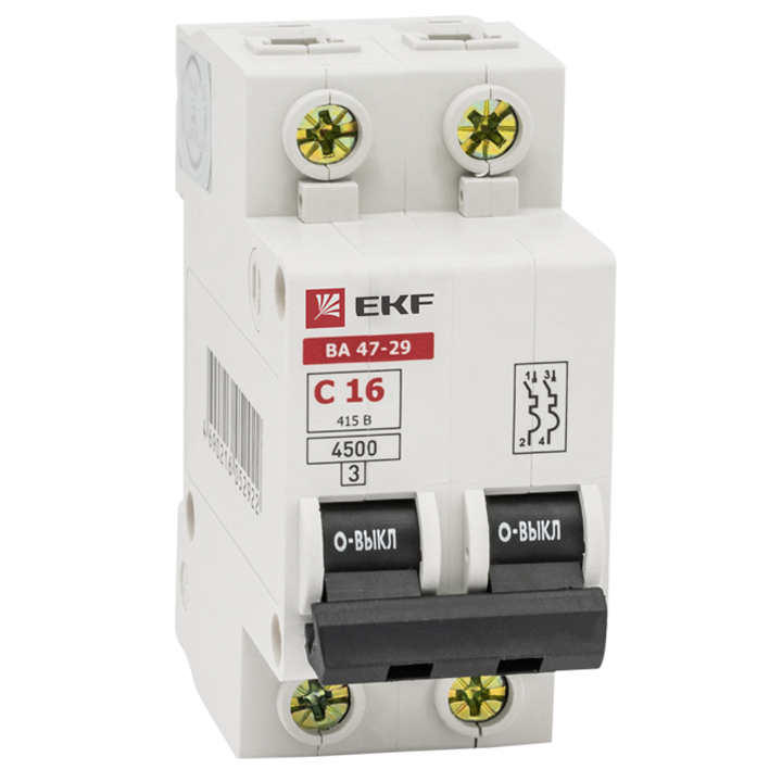 Автоматический выключатель 2P 6А (C) 4,5кА ВА 47-29 EKF Basic - фото 1 - id-p196031612