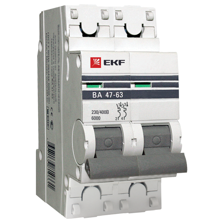Автоматический выключатель 2P 50А (C) 6кА ВА 47-63 EKF PROxima