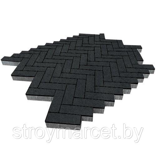 Тротуарная плитка Паркет, 60 мм, чёрный, гладкая - фото 1 - id-p196063657