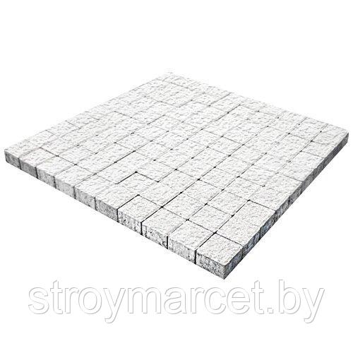 Тротуарная плитка Квадрат малый, 60 мм, белый, бассировка