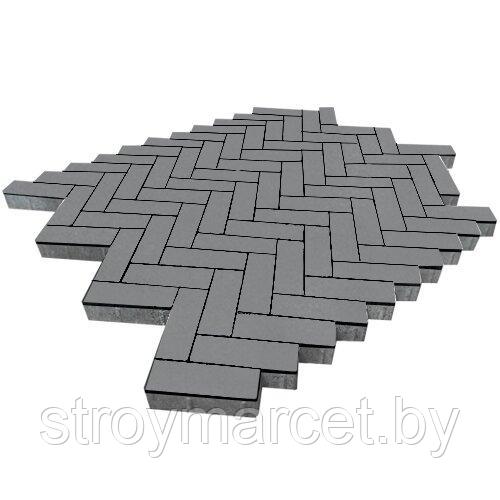 Тротуарная плитка Паркет, 60 мм, серый, гладкая