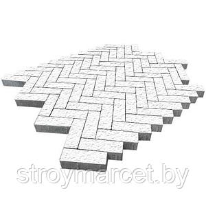 Тротуарная плитка Паркет, 60 мм, белый, бассировка
