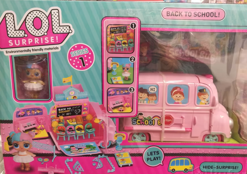 Детская игрушка лол LOL автобус домик для кукол машинка-школьный автобус для девочек - фото 1 - id-p88102564