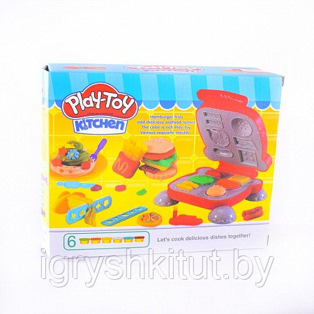 Набор для лепки из пластилина Play-Toy «Бургер гриль» аналог Play Doh - фото 1 - id-p196126898