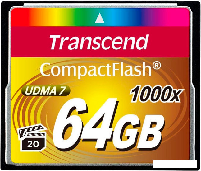 Карта памяти Transcend 1000x CompactFlash Ultimate 64GB (TS64GCF1000) - фото 1 - id-p196130475