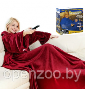 Теплый и уютный плед с рукавами SNUGGIE  Купи сейчас Бордовый(упаковка - подарочный крафтовый пакет)