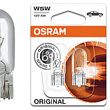 Авто лампа тип W5W 12V 5W, W2.1x9.5D, 2 шт в блистере OSRAM C10581071, фото 2