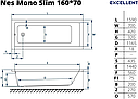 Ванна Ness Mono Slim 160*70, фото 2
