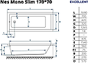 Ванна Ness Mono Slim 170*70, фото 3