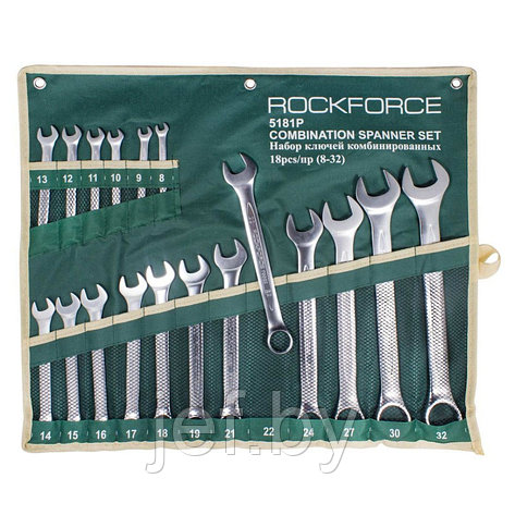 Набор ключей комбинированных 18 предметов на полотне ROCKFORCE RF-5281P(5181P.5281), фото 2
