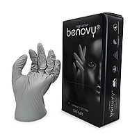 Перчатки нитриловые Benovy,размер M, серые, 100шт/уп. (50 пар)