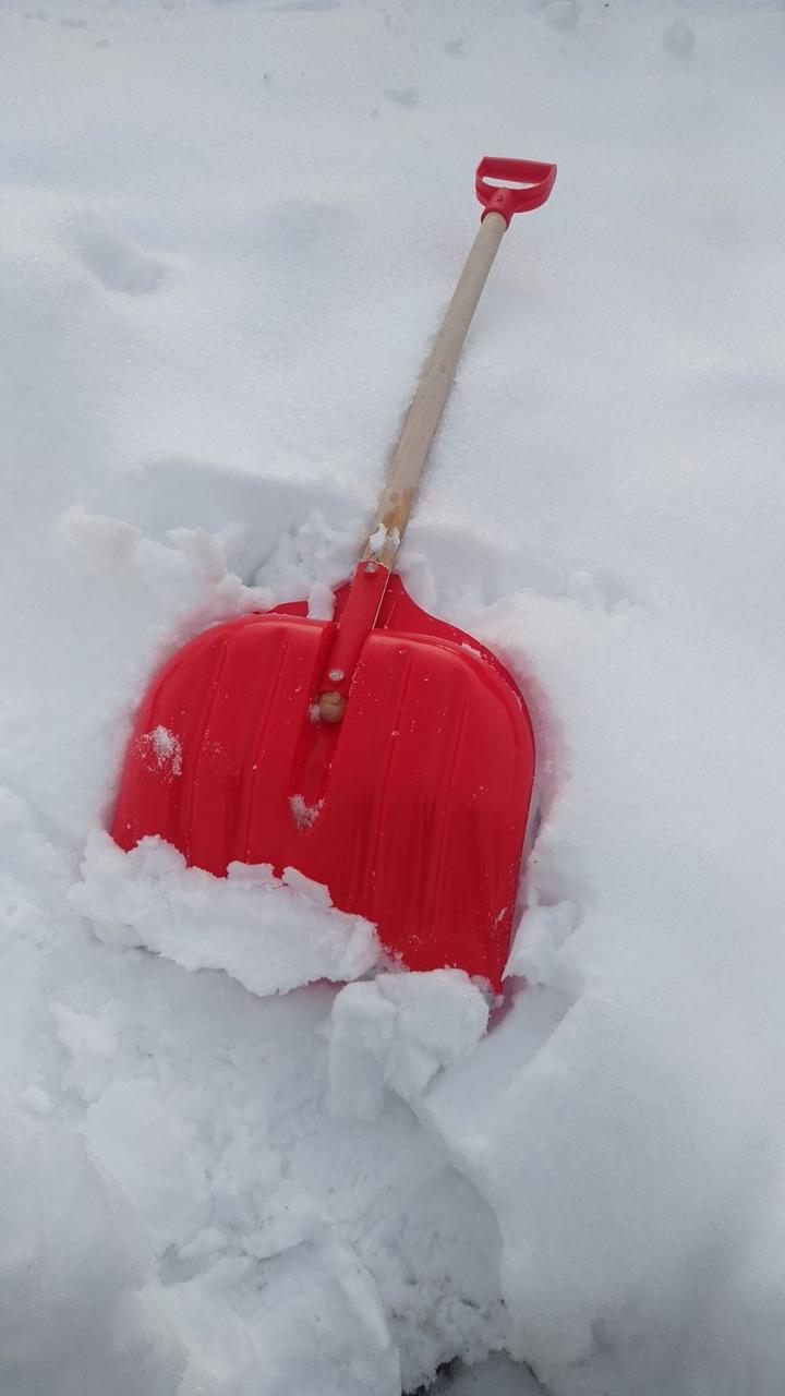 Лопата для снега пластиковая с деревянным черенком 450х1350мм, красная "MAXPOL", (2020) - фото 3 - id-p196197772