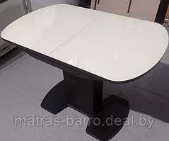 Стол обеденный раздвижной Корсика 120х80 см стекло молочное/венге