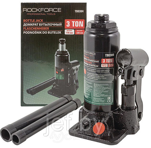 Домкрат бутылочный с клапаном 3т ROCKFORCE RF-T90304 DS, фото 2