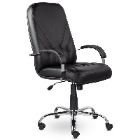 Кресло для руководителя "UTFC Комо В", хром, кожзам Z-11, черный