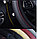 Оплетка - чехол классический на руль автомобиля, экокожа с перфорацией, М 37-39 см Черный с синей строчкой, фото 3