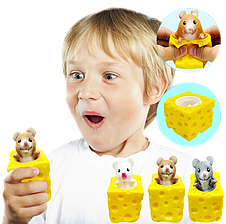 Игрушка антистресс "Мышка в сыре" сквиш (мялка), фото 2