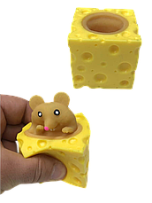 Игрушка антистресс "Мышка в сыре" сквиш (мялка), фото 3