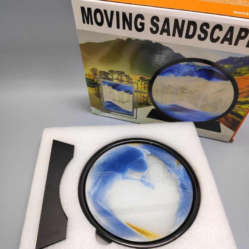 Песочная картина / картина - антистресс, 3D MOVING SANDSCAPES Синяя волна (круглая рамка) - фото 9 - id-p195447872