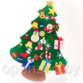 Елочка из фетра с новогодними игрушками липучками Merry Christmas, подвесная, 93 х 65 см Декор В