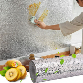 Кухонная алюминиевая фольга - стикер (60смх3м) Масло - защитная и огнестойкая Серебро - фото 1 - id-p135277456
