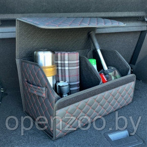 Автомобильный органайзер Кофр в багажник Premium CARBOX Усиленные стенки (размер 50х30см) Черный с красной