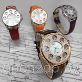 Часы женские Chopard Argent Geneve S9204 со стразами Коричневый - фото 1 - id-p118967535