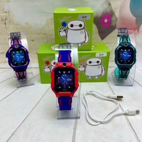 Детские умные часы Smart Baby Watch  Q19 Красные с синим ремешком