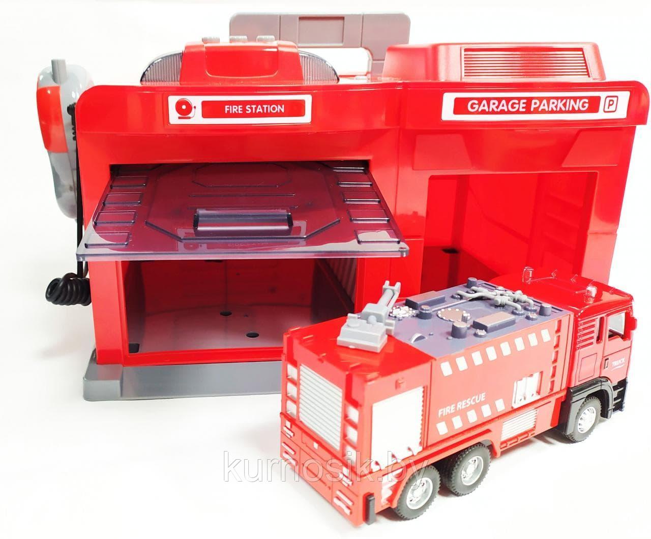 Игровой набор Парковка-гараж Пожарная часть с машинкой Fire Caller, CLM-551 - фото 3 - id-p196348275