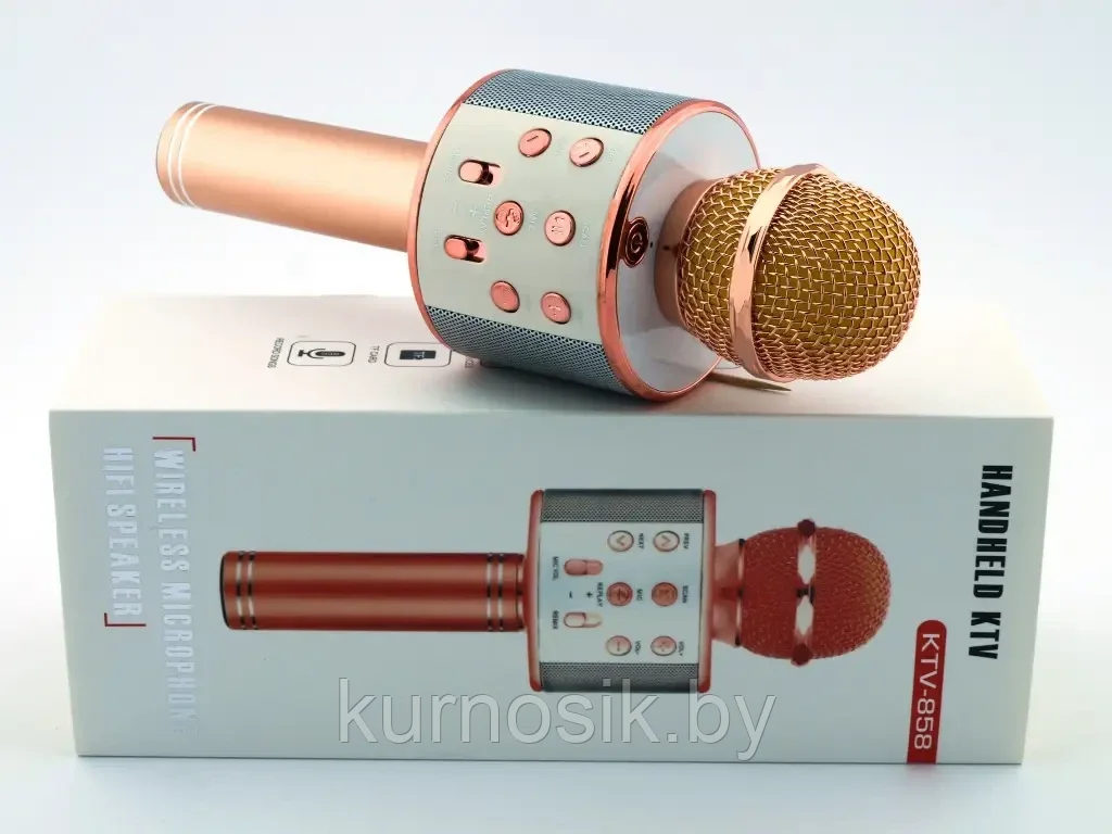 Микрофон с функцией караоке Handheld, rose gold, KTV-858 (копия) - фото 5 - id-p196349758