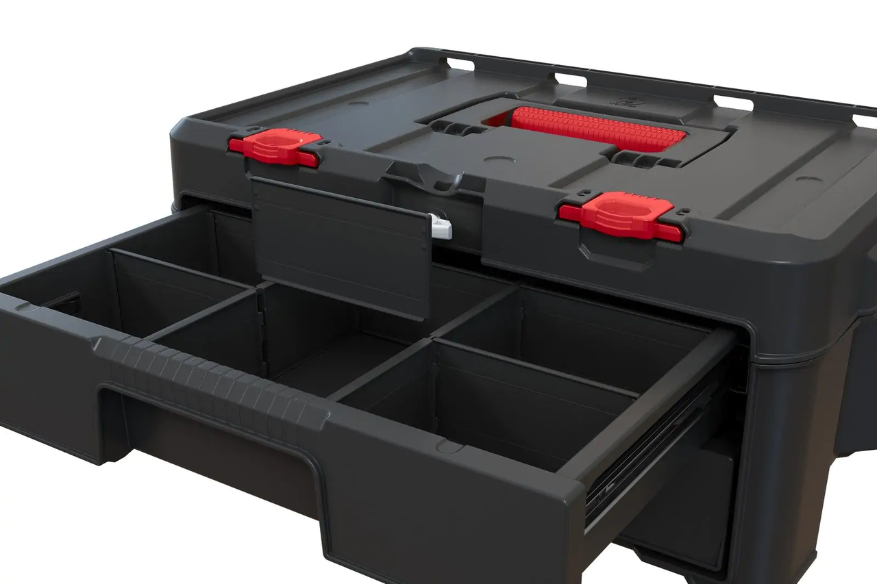 Ящик для инструментов Keter Stack'N'Roll 2 Drawers, чёрный/красный - фото 3 - id-p191638907