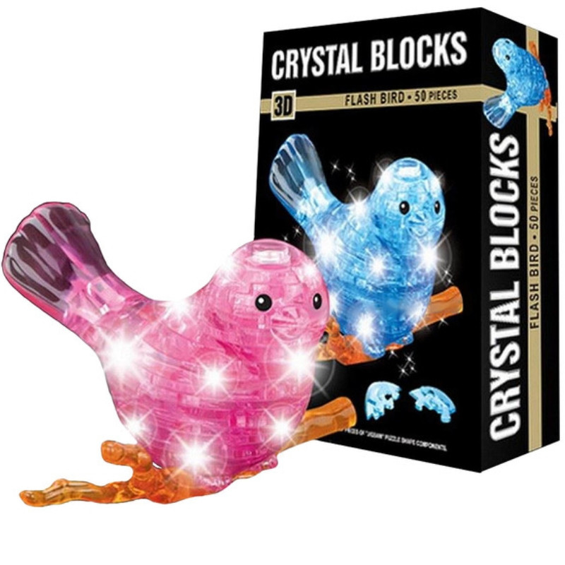 3D пазл кристаллический «Птичка» 50 деталей световой Crystal Puzzle