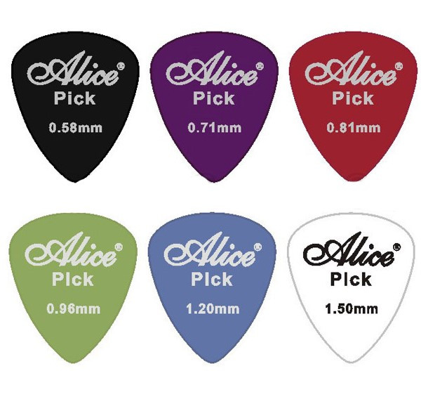 Alice AP-12E Медиаторы, нейлон, гладкие, разноцветные, толщина 0,58-0,81 (12шт)