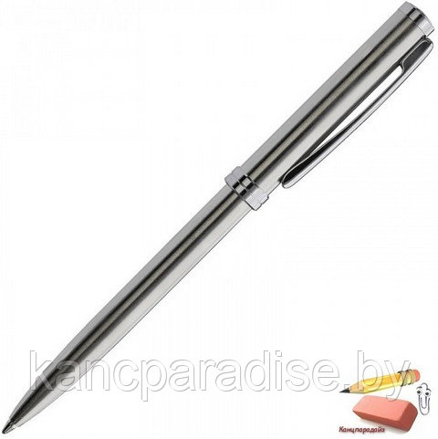 Ручка шариковая автоматическая Index IMWT200/SL, 0,7 мм., металлический серебристый корпус, синяя