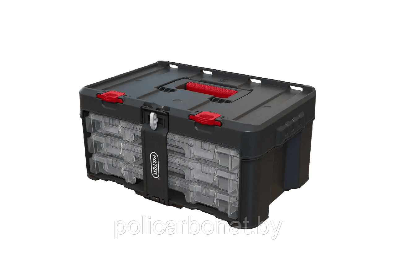 Ящик для инструментов Keter Stack'N'Roll 3 Organizers Set, чёрный/красный - фото 1 - id-p191980102