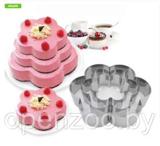 Форма для торта из нержавеющей стали Cake Baking Tool (3 шт) Цветок - фото 1 - id-p90185307