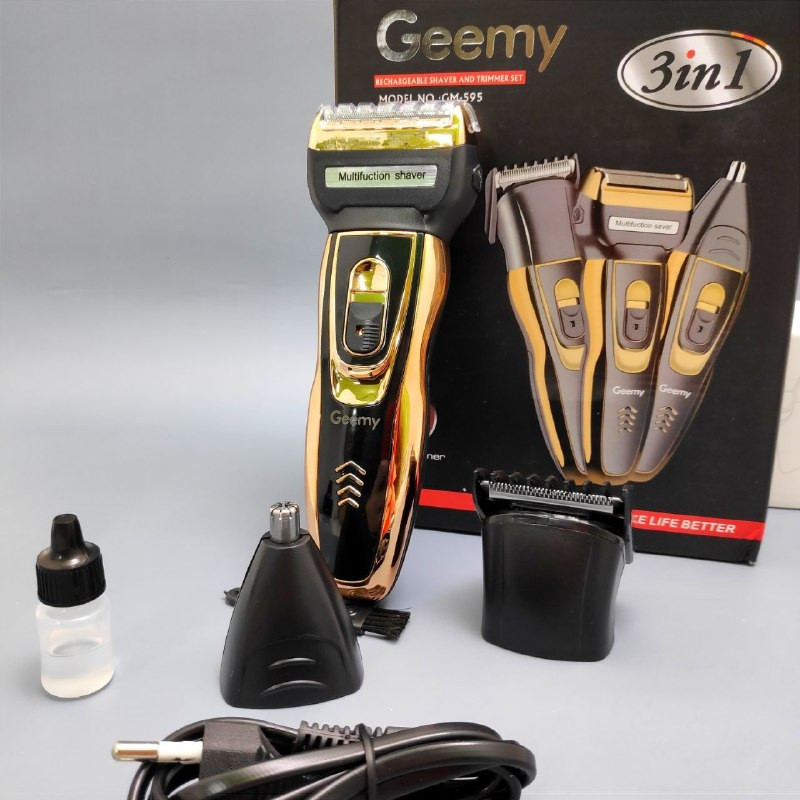 Машинка для стрижки Geemy GM-595 3в1, беспроводной триммер, бритва, машинка для стрижки волос (бороды) - фото 9 - id-p179626804