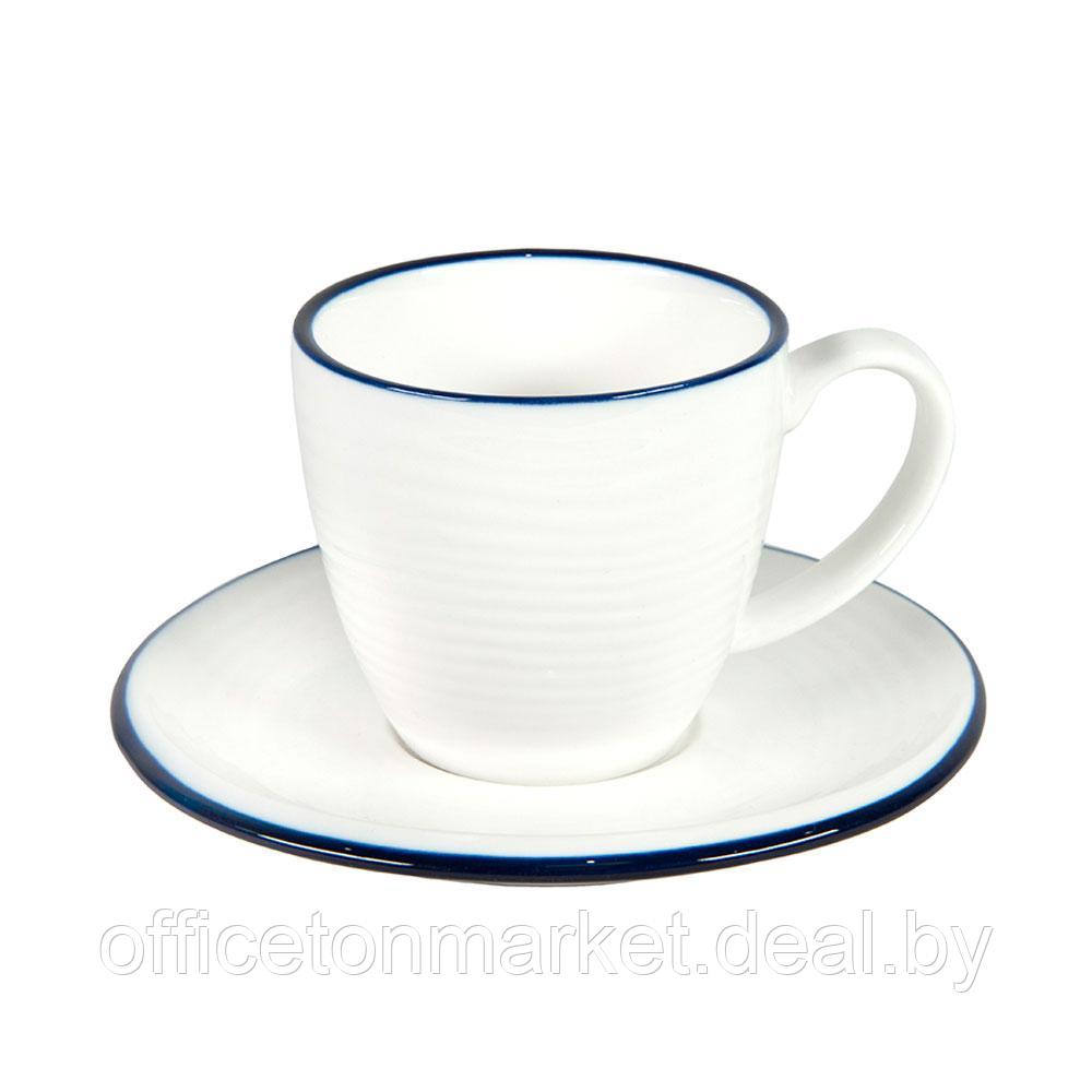 Набор посуды чайник и чашка с блюдцем "Seawave", белый, синий - фото 7 - id-p196383651