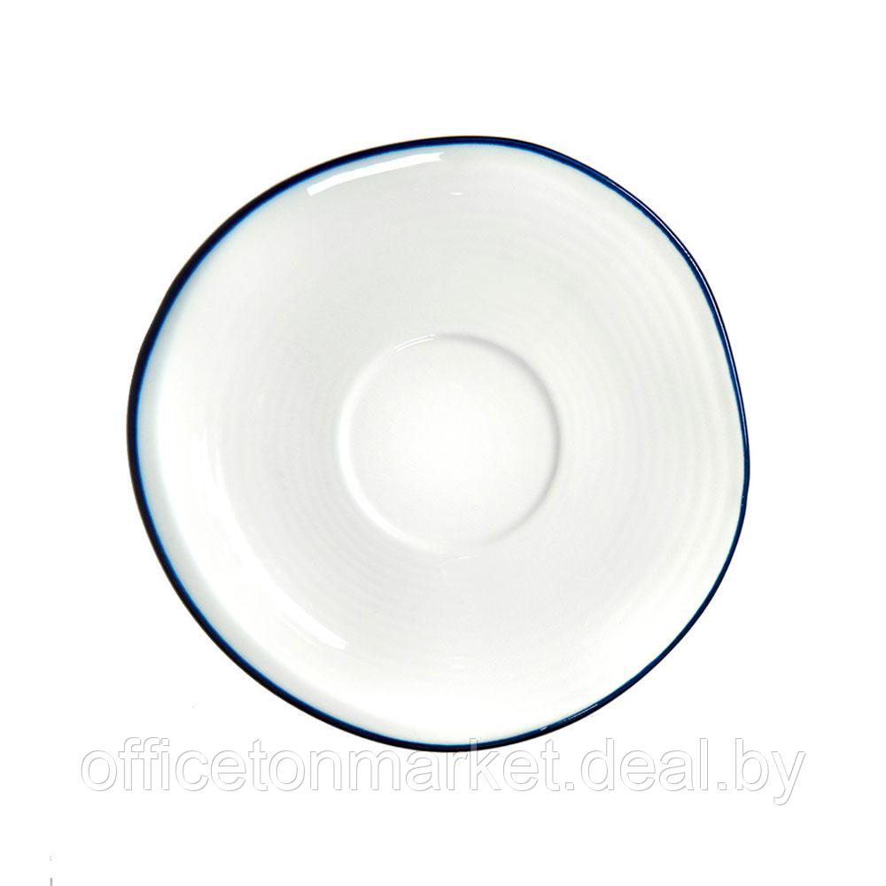 Набор посуды чайник и чашка с блюдцем "Seawave", белый, синий - фото 10 - id-p196383651
