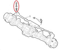 85826368 болт+гайка  крепления моста M27x2x210 Case-New Holland.
