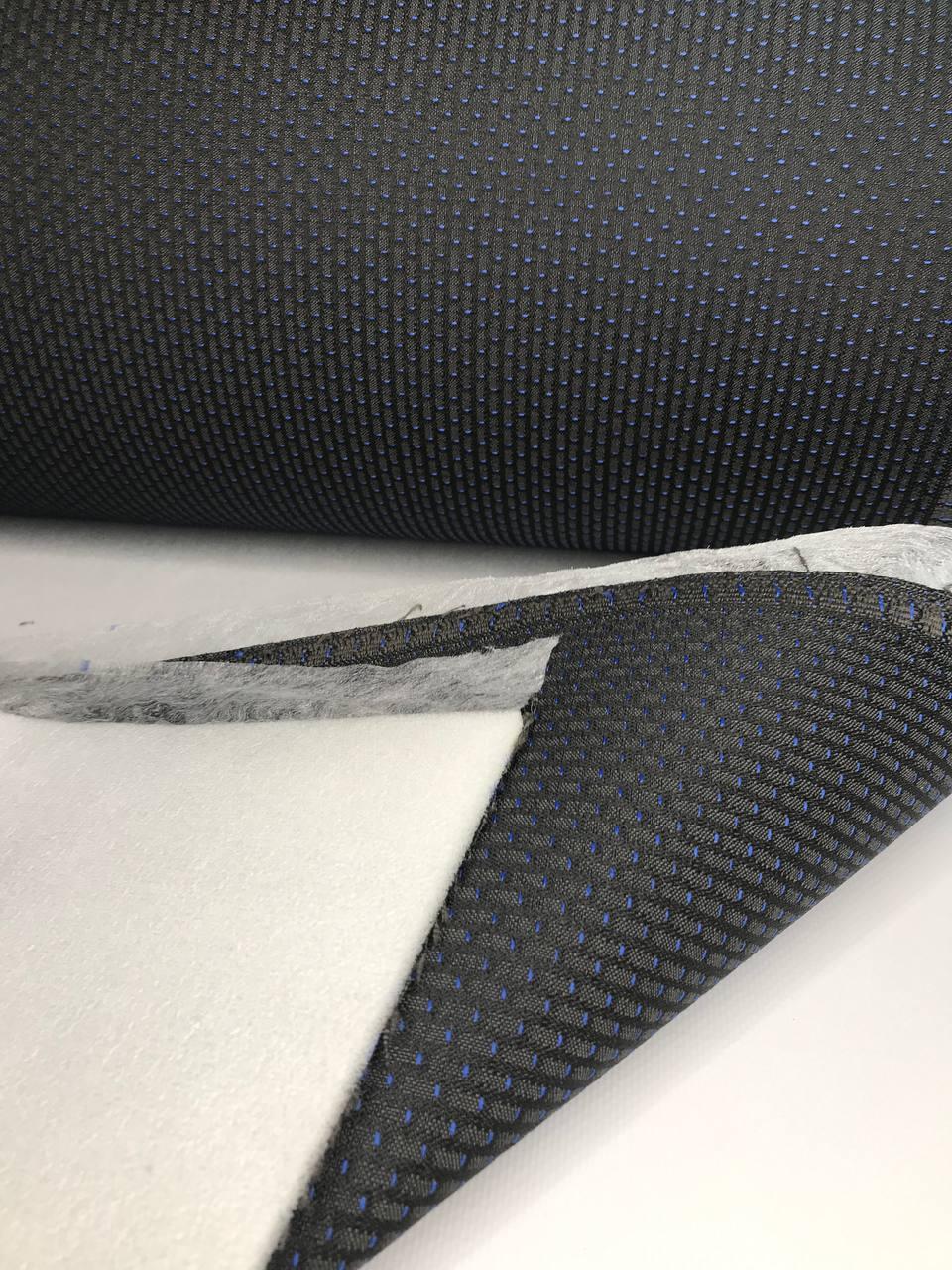 Автомобильная ткань для сидений Жаккард ( черный в синюю точку ) - фото 2 - id-p196413255