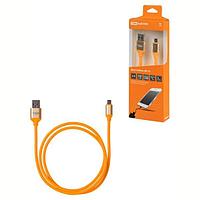 Дата-кабель, ДК 13, USB - micro USB, 1 м, силиконовая оплетка, оранжевый, TDM