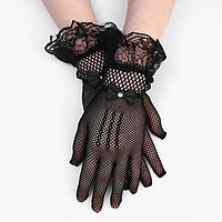 Карнавальные перчатки ажурные цвет черный короткие