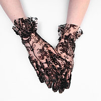 Карнавальные перчатки ажурные цвет черный короткие женские