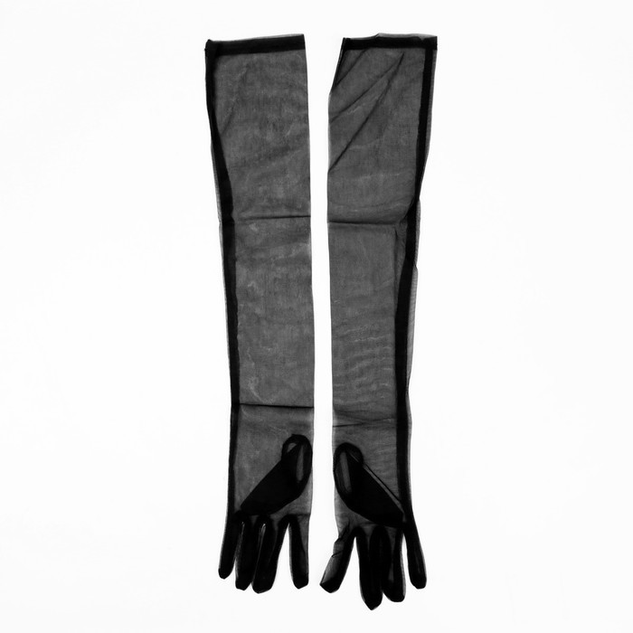 Карнавальные перчатки цвет черный прозрачные длинные - фото 3 - id-p196476091