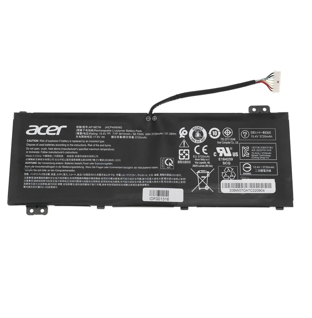 Оригинальная аккумуляторная Acer AP18E7M батарея для ноутбука Nitro 5 AN515-43, AN515-53, AN515-54, AN515-55 - фото 1 - id-p196481700