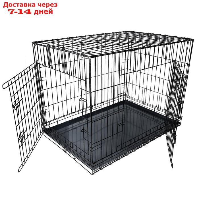 Клетка DogiDom для собак №6 с металлическим поддоном, складная, 121 х 78 х 83 см, черная - фото 1 - id-p196373926