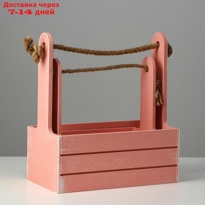 Набор кашпо деревянных 2 в 1 (25.5×15×30; 20×12×23) "Прованс", розовый - фото 3 - id-p196373960