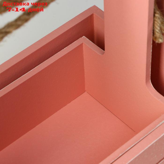 Набор кашпо деревянных 2 в 1 (25.5×15×30; 20×12×23) "Прованс", розовый - фото 5 - id-p196373960